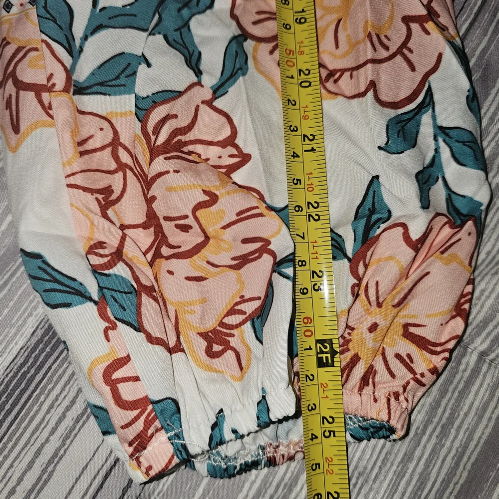 SunnySpirit Floral Boho Maxi Dress V-Neck Balloon Sleeve Tassel Size L - Picture 9 of 14